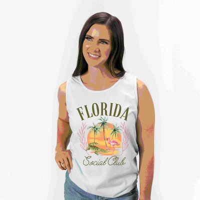 Simply Sage Market Florida Social Club Flamingo Garment Dyed Tank