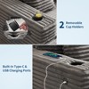 Chaise Lounge Chair Indoor, Comfy Corduroy Lounge Sofa with Charging Station, Cup Holders & Throw Pillows - 3 of 4