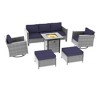 Sonkuki 6-Piece Patio Sofa with Square Fire Pit Table and Swivel Rocking Chairs, Conversation Couch with Cushion - 2 of 4