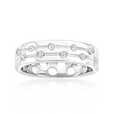 Ross-Simons 0.15 ct. t.w. Diamond Dotted Channel Ring in Sterling Silver Size 7