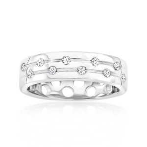 Ross-Simons 0.15 ct. t.w. Diamond Dotted Channel Ring in Sterling Silver Size 7 - 1 of 3