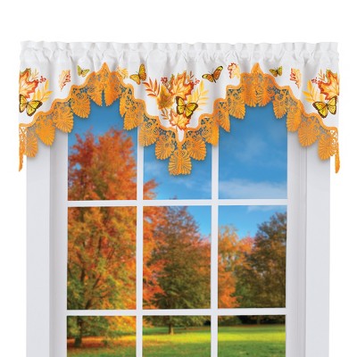 Collections Etc Embroidered Fall Garden Lace Border Window Valance : Target