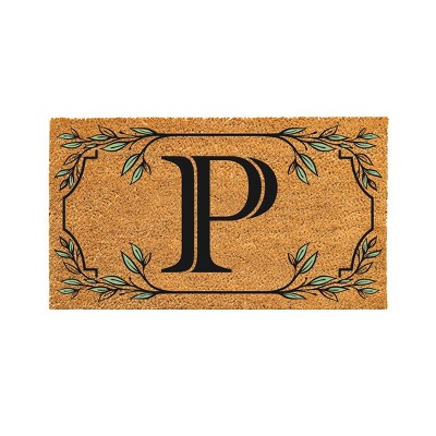 28" x 16" Monogram Coir Mat, Letter  "P"