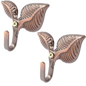 Unique Bargains Metal Leaves Design Screw Fixed Display Hooks 3" x 2.9" x 0.8" 2 Pcs - 1 of 4