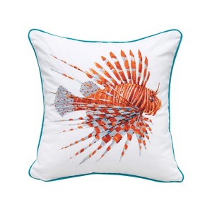 RightSide Designs Tropical Punch Lionfish Embroidered Indoor/Outdoor Throw Pillow - 1 of 4