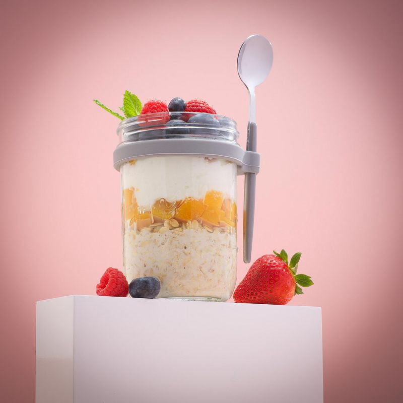 JoyJolt Dawn Overnight Oats Glass Containers with Spoon, 2 of 7