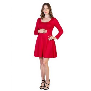 Maternity Long Sleeve Flared Mini Dress - 24seven Comfort Apparel™ - 1 of 4