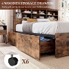 Full Bed Frame with High Storage Bookcase Headboard, Wood Bed Frame with 4 Storage Drawers, No Box Spring Needed, Metal Frame, Noise-Free, Brown - 4 of 4