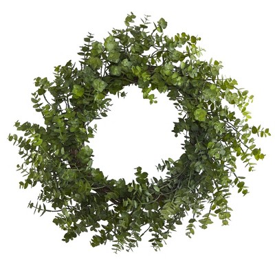 Nearly Natural 24” Eucalyptus Artificial Wreath : Target