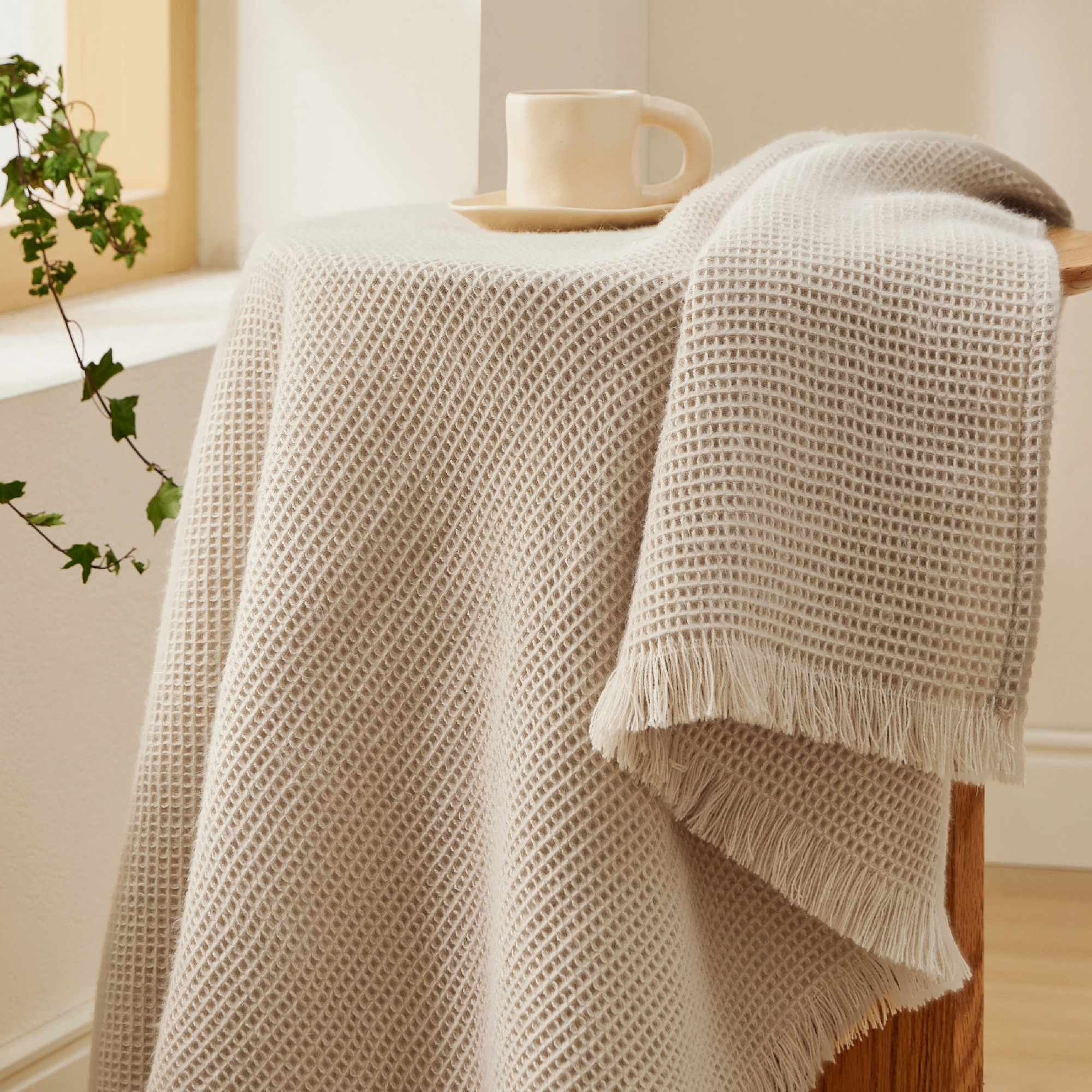Bedsure Oatmeal Throw Blanket for Couch - Decorative Woven Throw Gifts with Tassels, Soft and Lightweight Farmhouse Blankets for Couch and Sofa, 50x60
