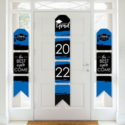 Big Dot of Happiness Blue Grad - Best is Yet to Come - Hanging Vertical Paper Door Banners - 2022 Royal Blue Grad Wall Decor Kit- Indoor Door Decor