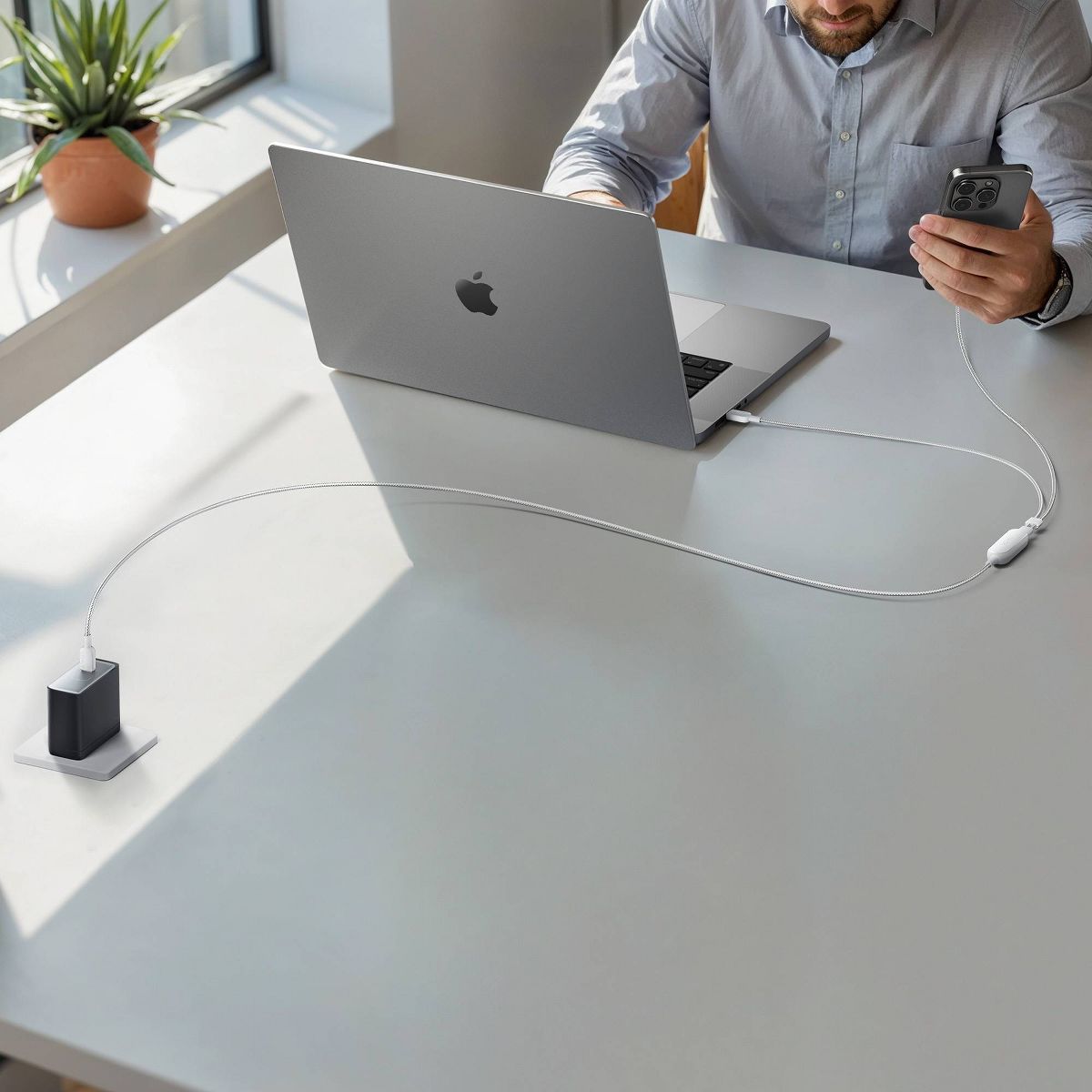 Anker 4' USB-C to 2 USB-C Cable - Gray - thumbnail 4