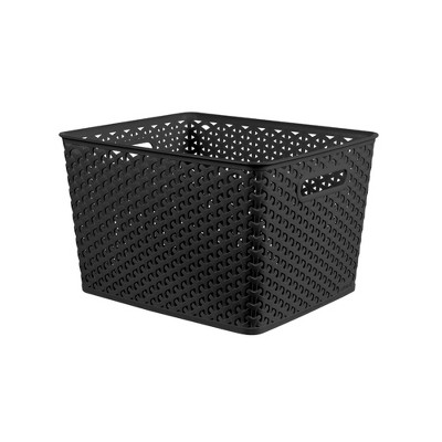 ZEAYEA 9 Pack Small Plastic Storage Baskets, Woven Design, Sturdy, Black,  Gray, White, 7.7 L x 5.5 W x 2.4 H