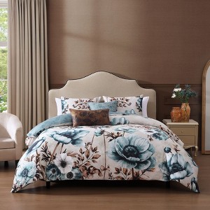 Bebejan Flowers in the Mist 100% Cotton 5 Piece Reversible Comforter Set - 1 of 4