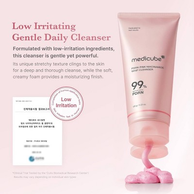 medicube PDRN Pink Niacinamide Whip Cleanser Korean Skincare - 4.23oz