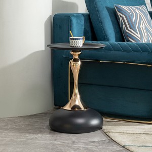 Kumasinova 21.2"Luxury Black&Gold Mermaid End Table Exquisite Martini Table for Living Room,Modern Sofa Side Table Accent Pedestal Table,Art Deco - 1 of 4