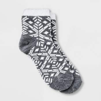 Women's Geo Print Double Lined Cozy Ankle Socks - A New Day™ 4-10