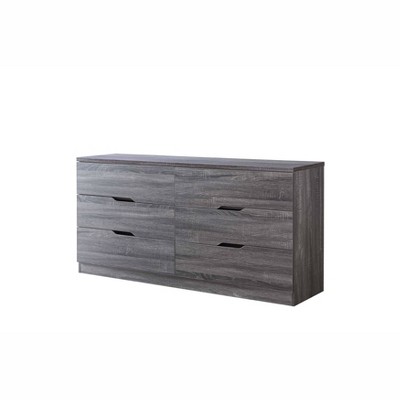 Nelton 6 Drawers Dresser Distressed Gray - miBasics