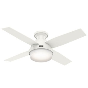Hunter Fans 44" Dempsey Lighted Ceiling Fan Fresh White Finish with Integrated LED and Handheld Control - 1 of 4