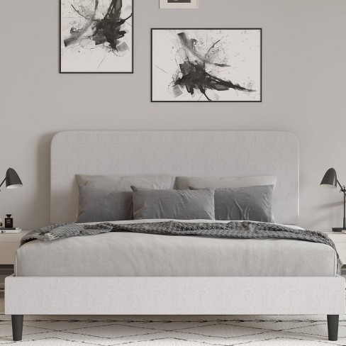 Gray bed deals frame and headboard