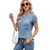 Cap Sleeve Chessboard Sweater with Crew Neck Lightweight Soft Knit Tops with Chest Pocket Summer Casual Tops for Women - 3 of 4