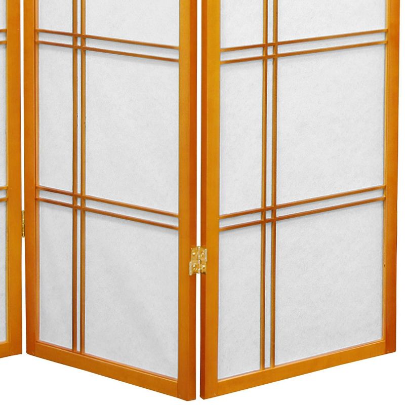 5 ft. Tall Double Cross Shoji Screen - Honey (5 Panels) - Oriental Furniture, 4 of 5
