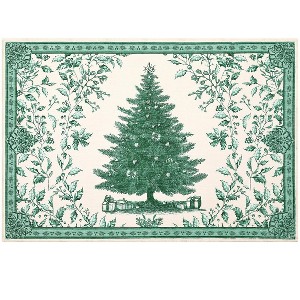 Christmas Area Rugs, Washable Non-Slip Christmas Tree Holly Sketch Carpet, Soft Low Pile Foldable Stain Resistant for Bedroom, Home - 1 of 4
