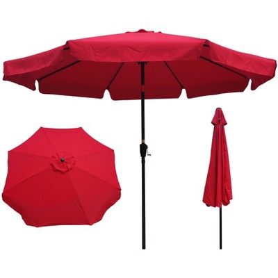 TiramisuBest 10 x 6.5ft Chocolate Rectangular Patio Umbrella: Crank & Push - Button Tilt for Garden, Pool, Market