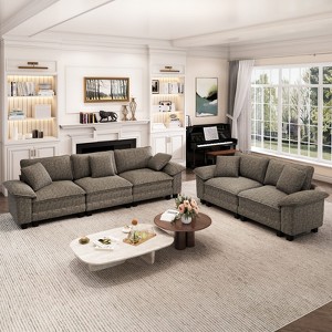 Captiva Designs Cloud Modular 5-Piece Sectional Sofa Set, Living Room Couch with Lounge Comfort, Corduroy & Chenille Fabric - 1 of 4
