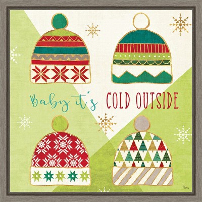 Amanti Art Winter Wishes III (Hat) by Veronique Charron Canvas Wall Art Print Framed 16 x 16-in.