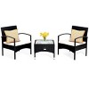 Costway 3 PCS Furniture Set Table & 2 Chair Patio Wicker Rattan W/Cushion - image 2 of 4