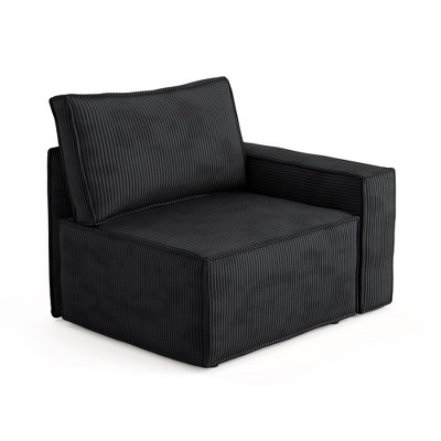 XIZZI Modular Corduroy Sectional Sofa: 5 Sold-Separately Units (Corner, Arms, Ottoman) | Black/Camel | Standard/Large Cushion Options | DIY Friendly