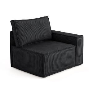 XIZZI Modular Corduroy Sectional Sofa: 5 Sold-Separately Units (Corner, Arms, Ottoman) | Black/Camel | Standard/Large Cushion Options | DIY Friendly - 1 of 4