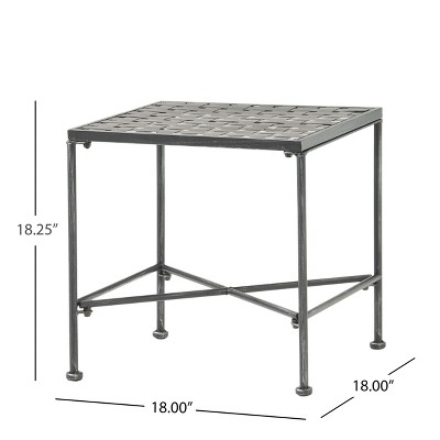 Petra Black Iron Square Outdoor Side Table