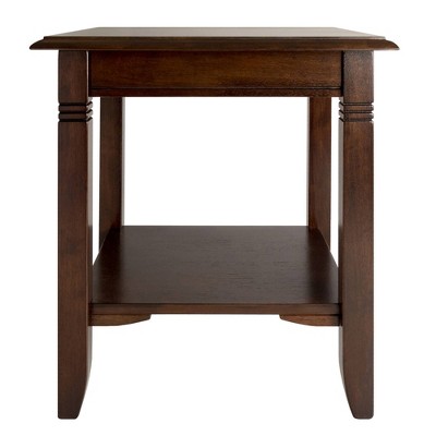 Nolan Cappuccino Square Wood End Table with Shelf