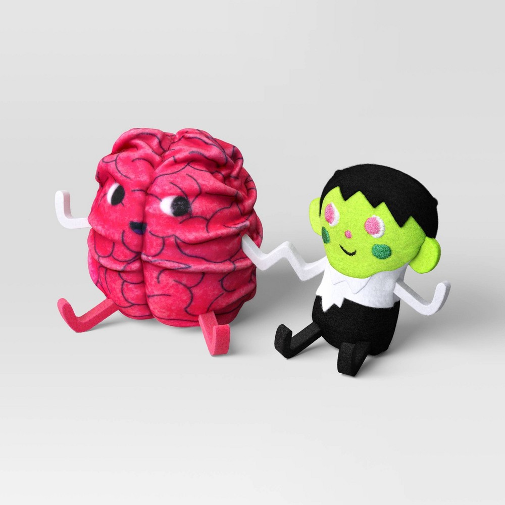 Photos - Other interior and decor Felt Brain and Zombie Duo Halloween Decorative Figure - Hyde & EEK! Boutiq