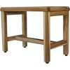HomeRoots Compact Rectangular Teak Shower  Outdoor Bench With Shelf In Natural Finish - 4 of 4