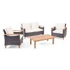 Christopher Knight Home Velthur Outdoor Wicker and Acacia Wood 4 Seater Chat Set - 2 of 4