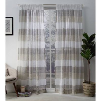 Set of 2 (84"x50") Bern Rod Pocket Window Curtain Panels Beige - Exclusive Home: Light Filtering Drapes for Living Room