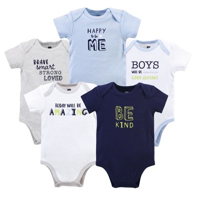 Image of Hudson Baby Infant Boy Cotton Bodysuits, Be Kind Boy, 9-12 Months