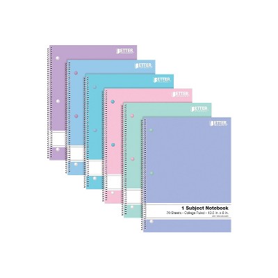 Better Office 1-Subject Notebooks 8" x 10.5" College Ruled 70 Sheets 6/Pack (25726-6PK)