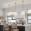 POWLIG 8.27 inch Modern Gold Pendant Light with Stone-Patterned Glass Shade - Adjustable Hanging Fixture for Kitchen Island, Dining Room Lighting - 3 of 4