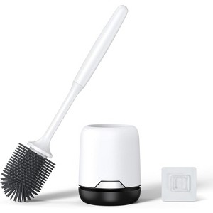 Silicone Toilet Brush Set with Ventilated Holder - Floor Standing or Wall Mounted Without Drilling, for a Hygienic Bathroom - 1 of 4