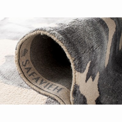 Handmade Black and Beige Wool Tufted Area Rug