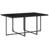 vidaXL Patio Dining Set with Cushions Table and Chairs Outdoor Poly Rattan - Black and Cream Glass 6-Piece - 3 of 4