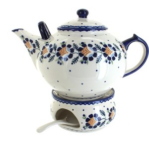 Blue Rose Polish Pottery C001-P089 Manufaktura Teapot & Warmer - 1 of 2