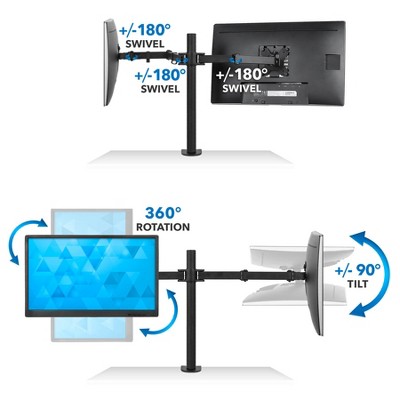 Black Dual Monitor Desk Mount with Adjustable Arms
