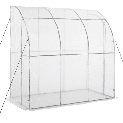 Outsunny Compact 7'x4' Lean-To Greenhouse with PE Cover and Roll-Up Door