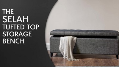Elegant Rust Red Tufted Polyester Storage Bench with Ample Space