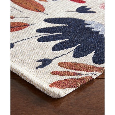 Livie Cream Floral Synthetic Rectangular Washable Rug, 24" x 40"